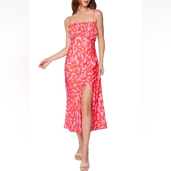 Lost + Wander Sweet Envie Midi Slip Dress Size XS Satin Ruffled NWT SEXY - Picture 1 of 6